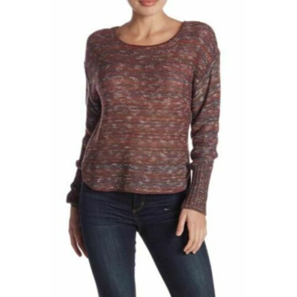 Susina Pullover Sweater Top Size M Hi Low Marled Burgundy Beet Red NWT B14